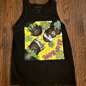 JSLV Men's M Black Graphic Tank Top Hip Hop Streetwear Summer